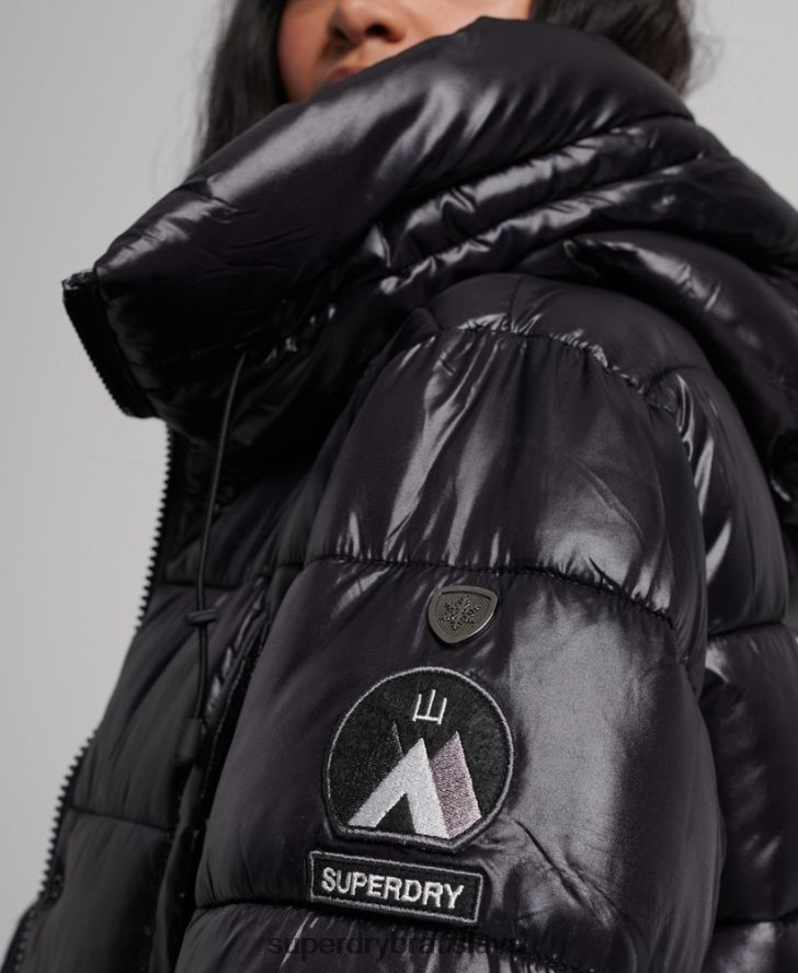 Superdry ženy prikrývka s vysokým leskom 6B4ZTR5642 oblečenie čierna