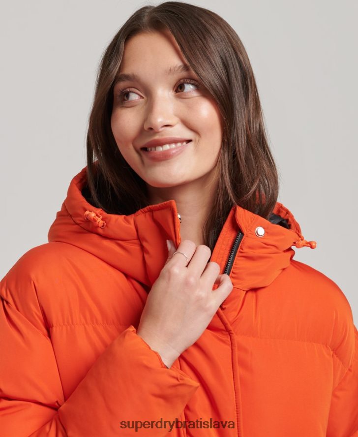 Superdry ženy puffer kabát s kapucňou 6B4ZTR3710 oblečenie oranžová