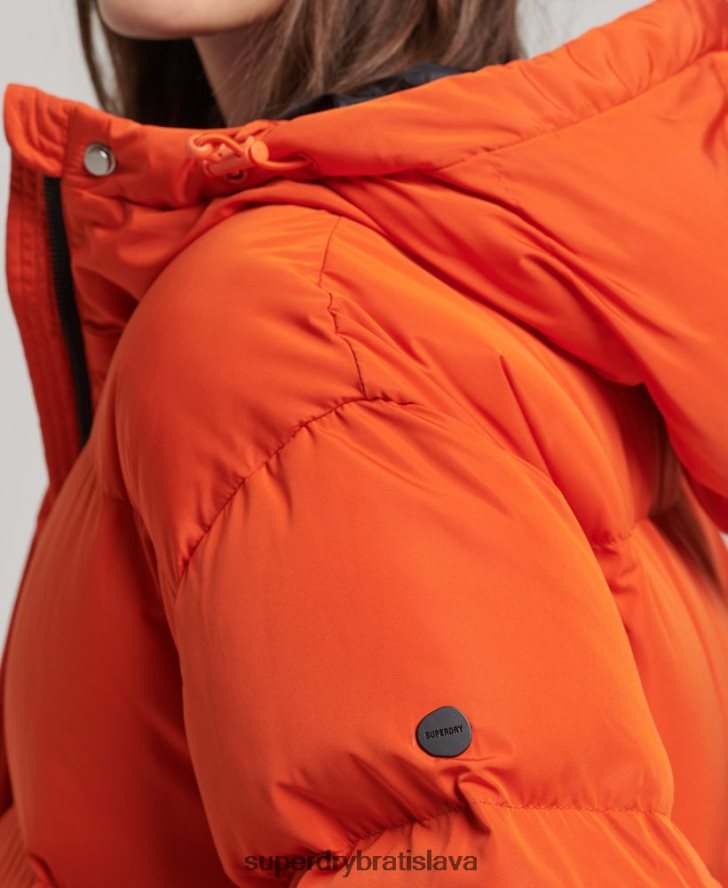 Superdry ženy puffer kabát s kapucňou 6B4ZTR3710 oblečenie oranžová