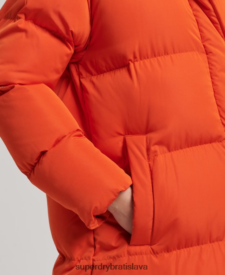 Superdry ženy puffer kabát s kapucňou 6B4ZTR3710 oblečenie oranžová