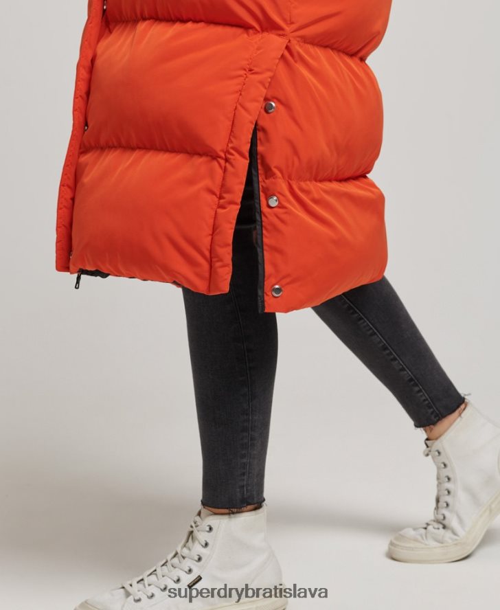 Superdry ženy puffer kabát s kapucňou 6B4ZTR3710 oblečenie oranžová