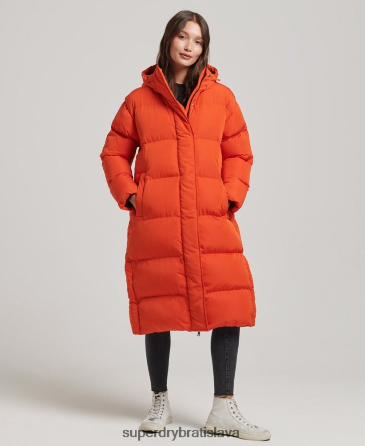 Superdry ženy puffer kabát s kapucňou 6B4ZTR3710 oblečenie oranžová