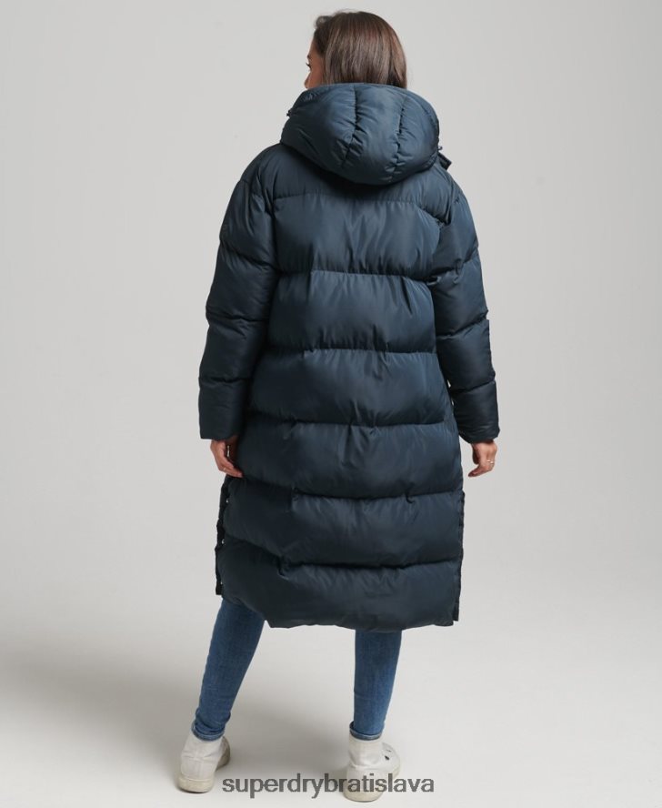 Superdry ženy puffer kabát s kapucňou 6B4ZTR3744 oblečenie námorníctvo