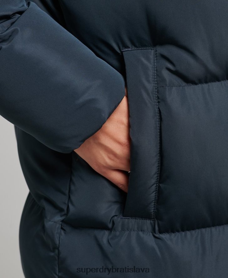 Superdry ženy puffer kabát s kapucňou 6B4ZTR3744 oblečenie námorníctvo