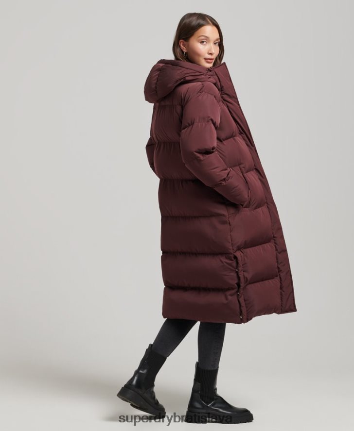 Superdry ženy puffer kabát s kapucňou 6B4ZTR3765 oblečenie červená