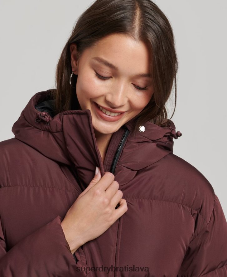 Superdry ženy puffer kabát s kapucňou 6B4ZTR3765 oblečenie červená