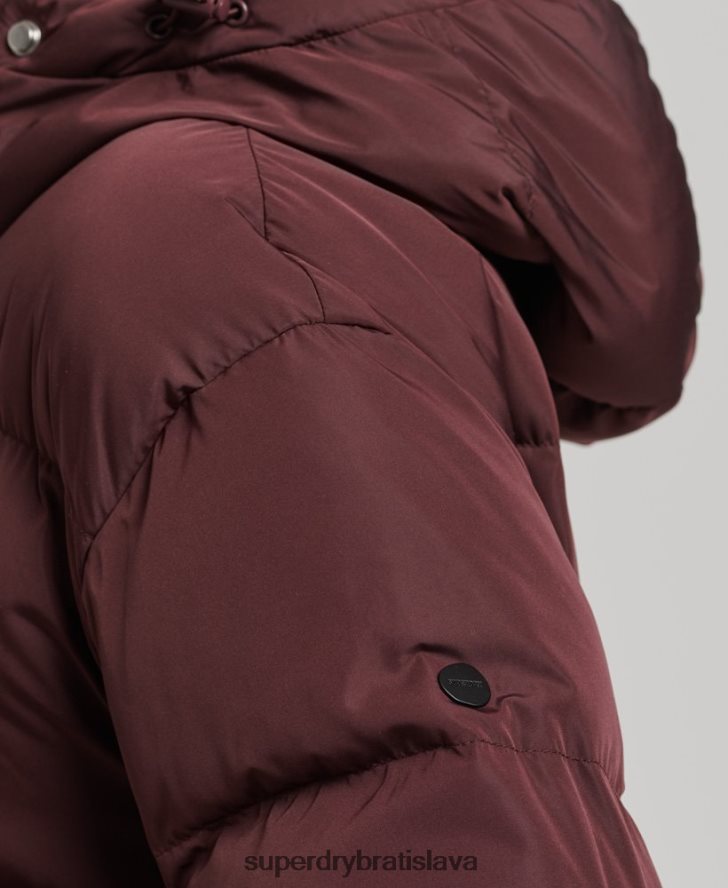 Superdry ženy puffer kabát s kapucňou 6B4ZTR3765 oblečenie červená