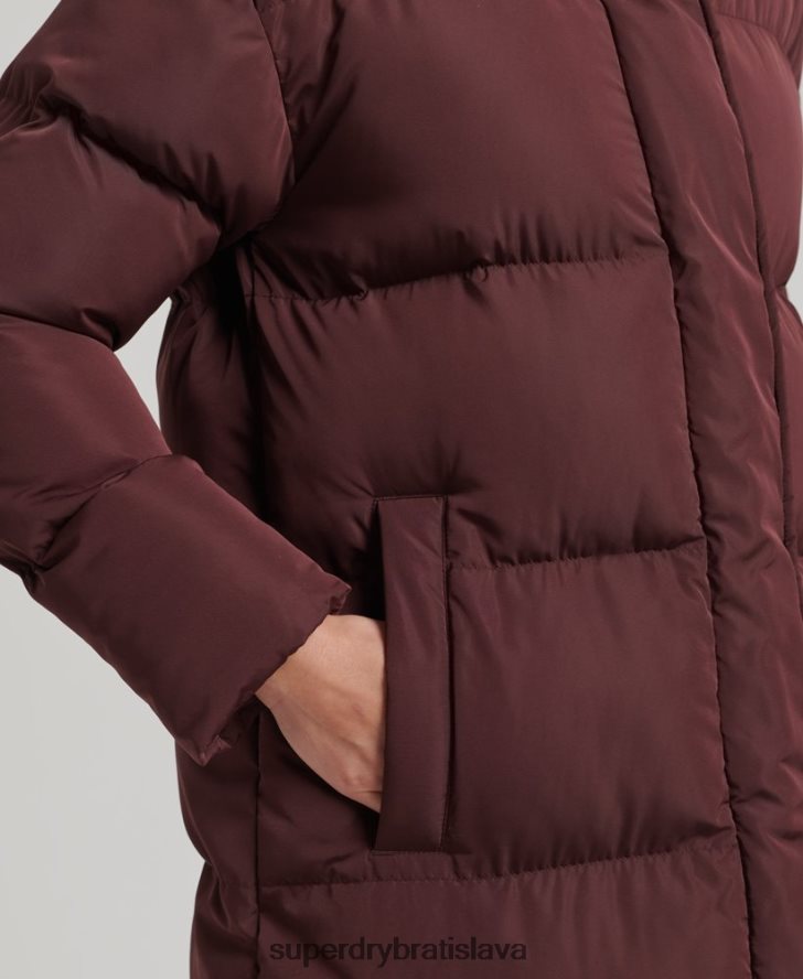 Superdry ženy puffer kabát s kapucňou 6B4ZTR3765 oblečenie červená