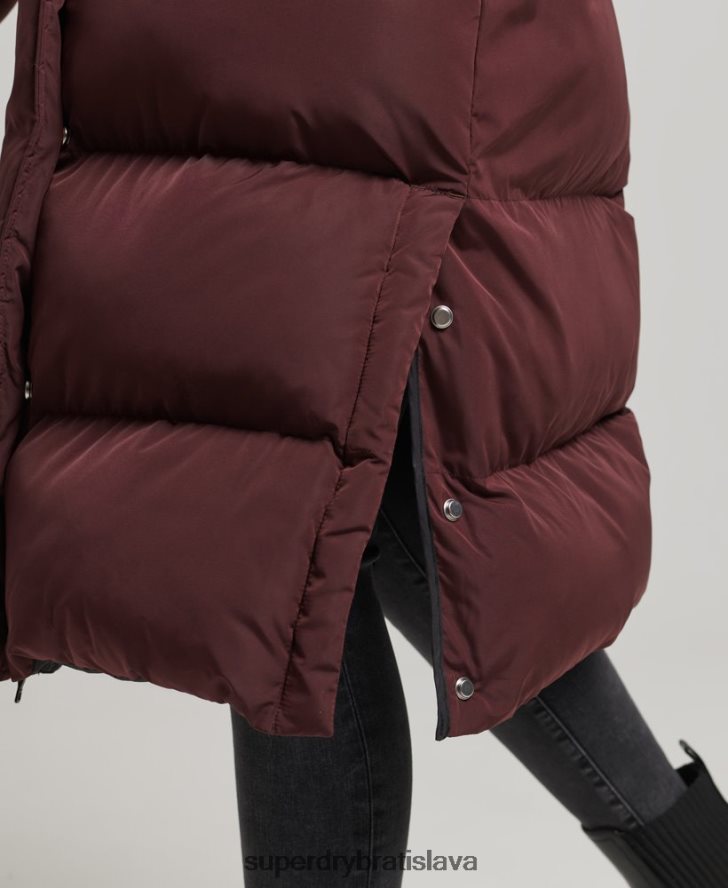 Superdry ženy puffer kabát s kapucňou 6B4ZTR3765 oblečenie červená