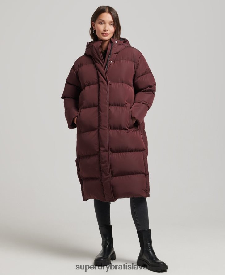 Superdry ženy puffer kabát s kapucňou 6B4ZTR3765 oblečenie červená