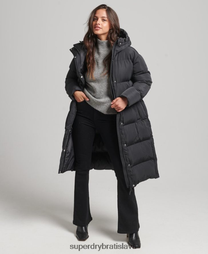 Superdry ženy puffer kabát s kapucňou 6B4ZTR3815 oblečenie čierna