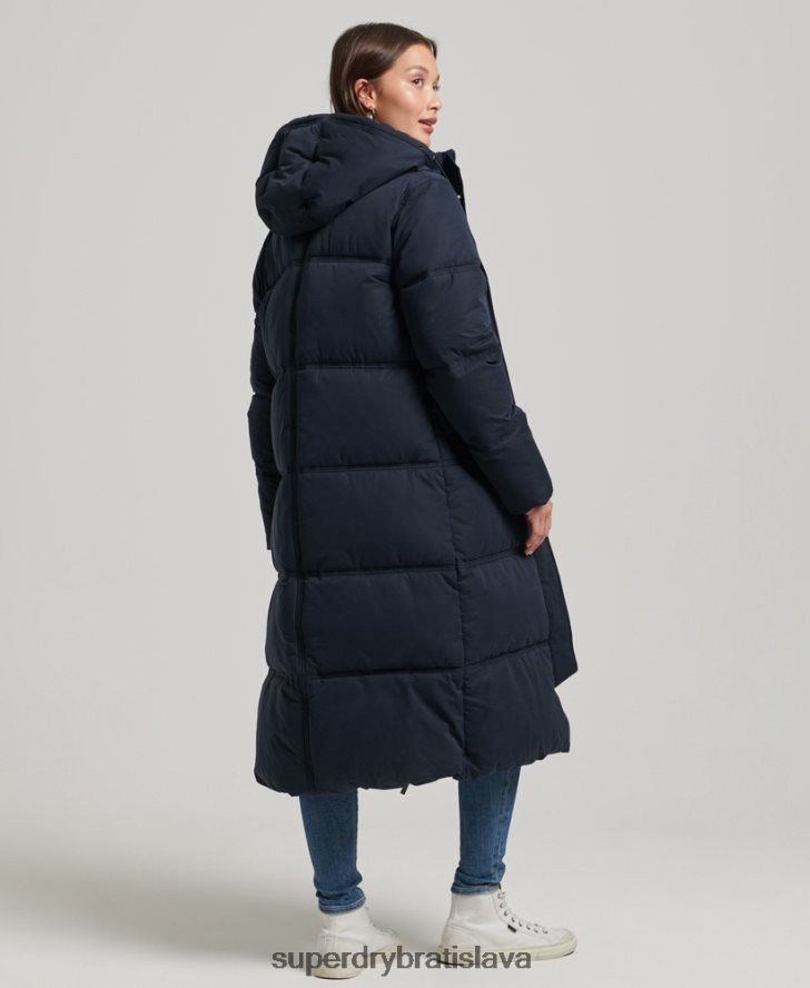 Superdry ženy puffer kabát z mikrovlákna s kapucňou 6B4ZTR3814 oblečenie námorníctvo