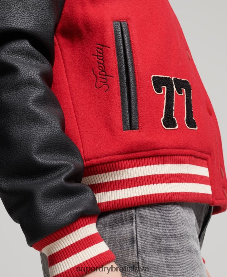Superdry ženy ročník zmiešaný univerzitný bombardér 6B4ZTR5423 oblečenie červená