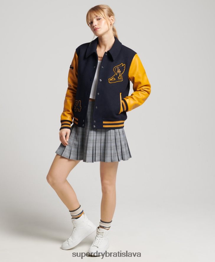 Superdry ženy ročník zmiešaný univerzitný bombardér 6B4ZTR5553 oblečenie námorníctvo