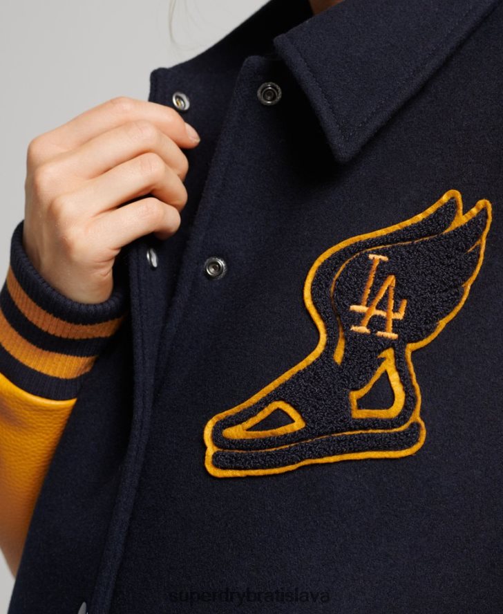Superdry ženy ročník zmiešaný univerzitný bombardér 6B4ZTR5553 oblečenie námorníctvo