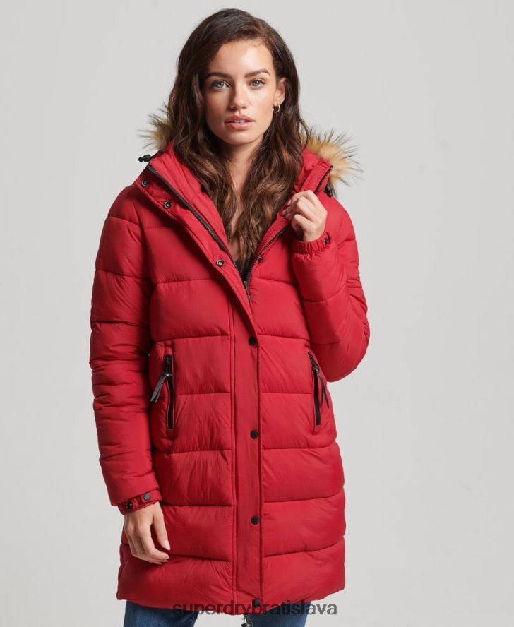 Superdry ženy stredná vrstva s kapucňou 6B4ZTR3668 oblečenie červená