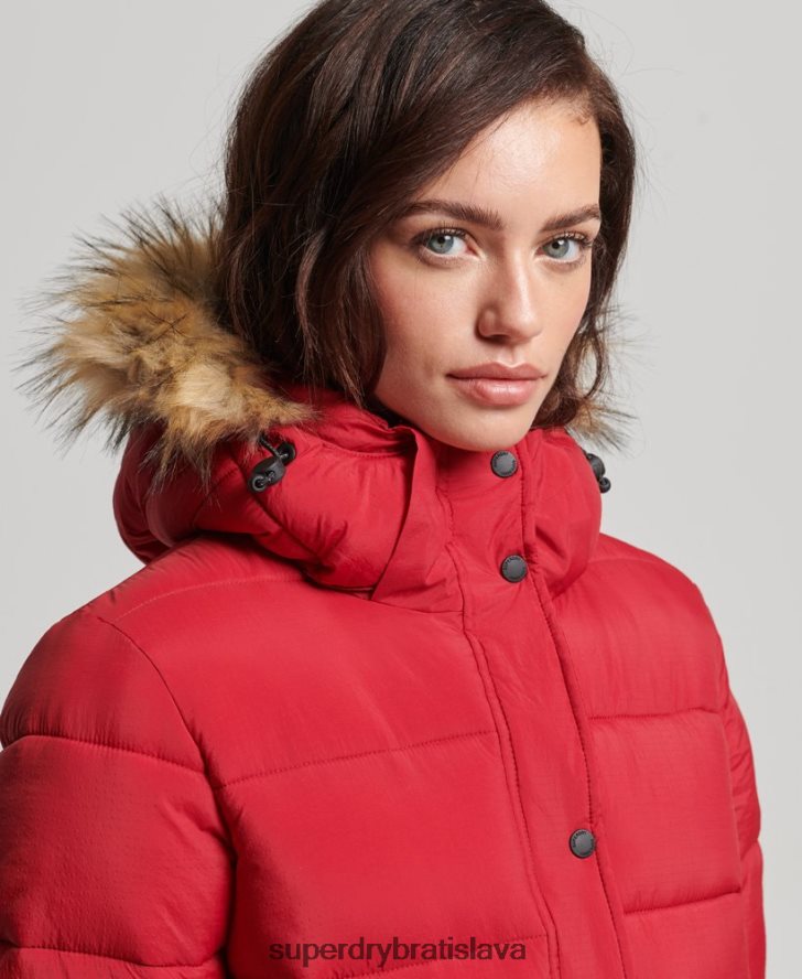Superdry ženy stredná vrstva s kapucňou 6B4ZTR3668 oblečenie červená