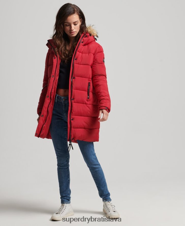 Superdry ženy stredná vrstva s kapucňou 6B4ZTR3668 oblečenie červená