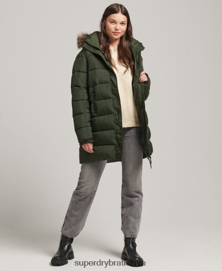 Superdry ženy stredná vrstva s kapucňou 6B4ZTR5633 oblečenie zelená