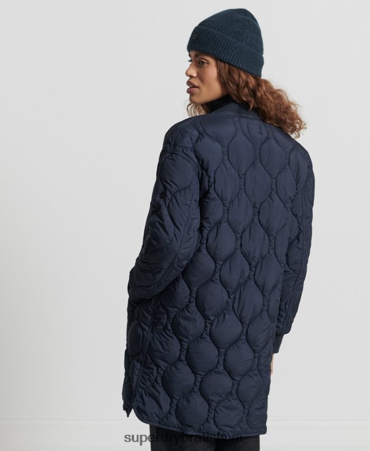 Superdry ženy studios longline prešívaný kabát 6B4ZTR3694 oblečenie námorníctvo