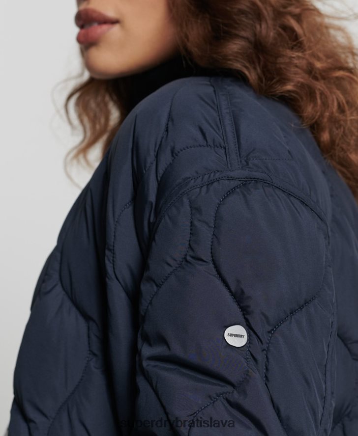 Superdry ženy studios longline prešívaný kabát 6B4ZTR3694 oblečenie námorníctvo