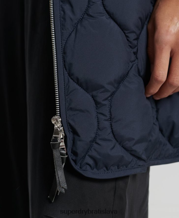Superdry ženy studios longline prešívaný kabát 6B4ZTR3694 oblečenie námorníctvo