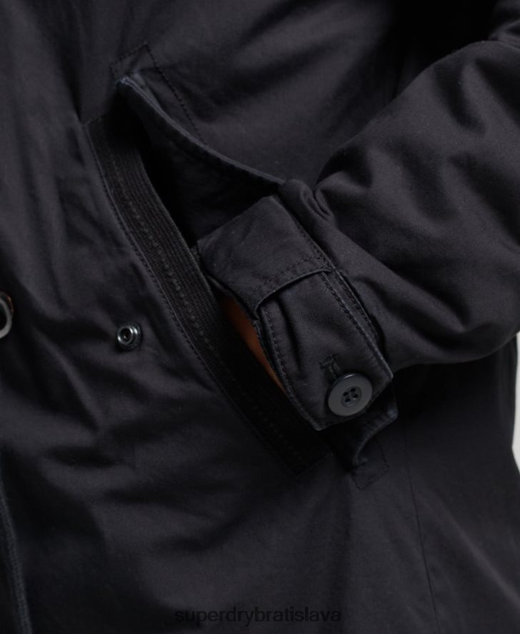 Superdry ženy umelá kožušina autentický vojenský kabát parka 6B4ZTR5731 oblečenie tmavošedý