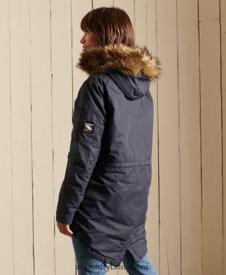 Superdry ženy vojenský kabát parka s rybím chvostom 6B4ZTR5515 oblečenie Modrá