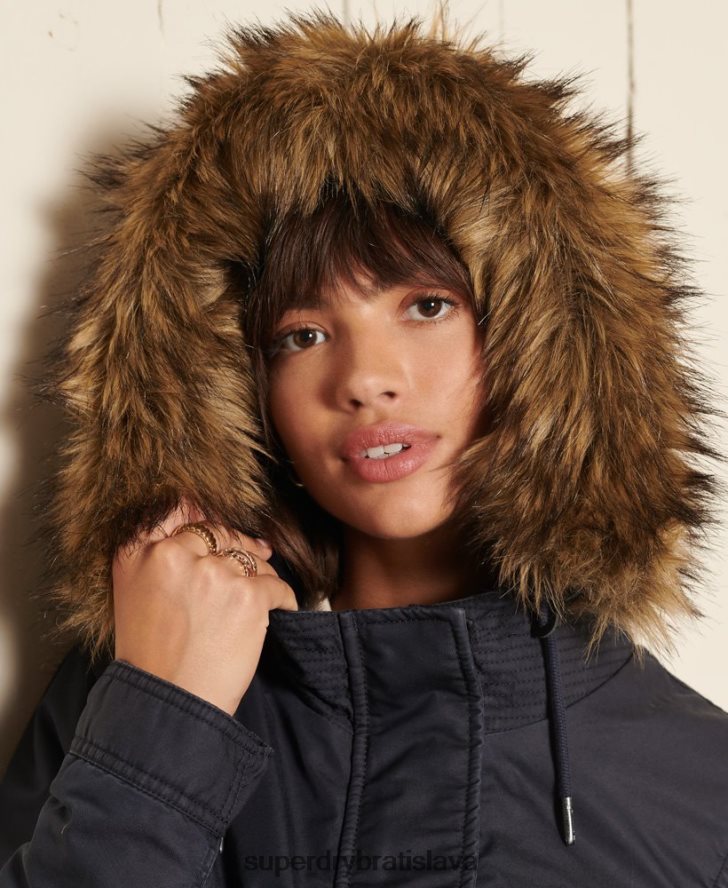 Superdry ženy vojenský kabát parka s rybím chvostom 6B4ZTR5515 oblečenie Modrá