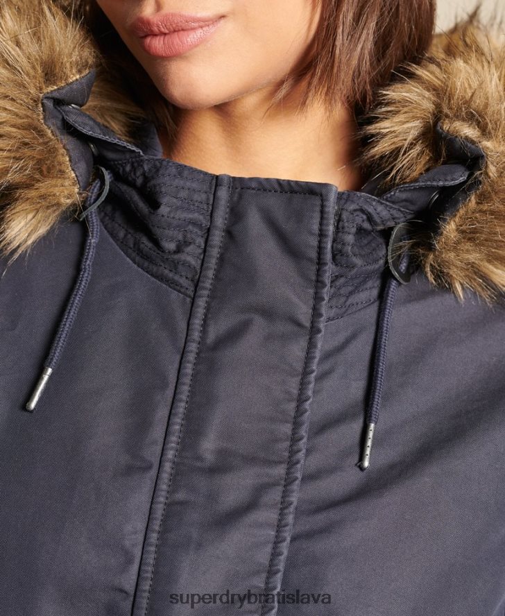 Superdry ženy vojenský kabát parka s rybím chvostom 6B4ZTR5515 oblečenie Modrá