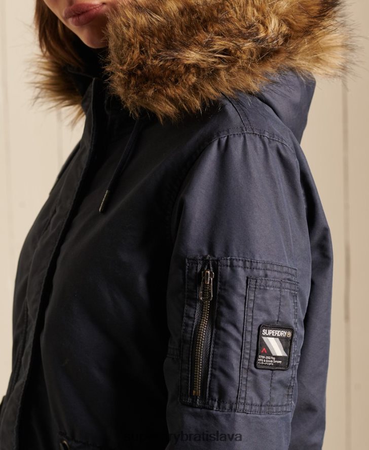 Superdry ženy vojenský kabát parka s rybím chvostom 6B4ZTR5515 oblečenie Modrá