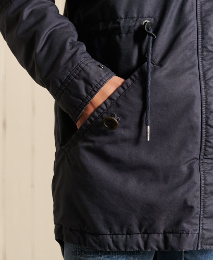 Superdry ženy vojenský kabát parka s rybím chvostom 6B4ZTR5515 oblečenie Modrá