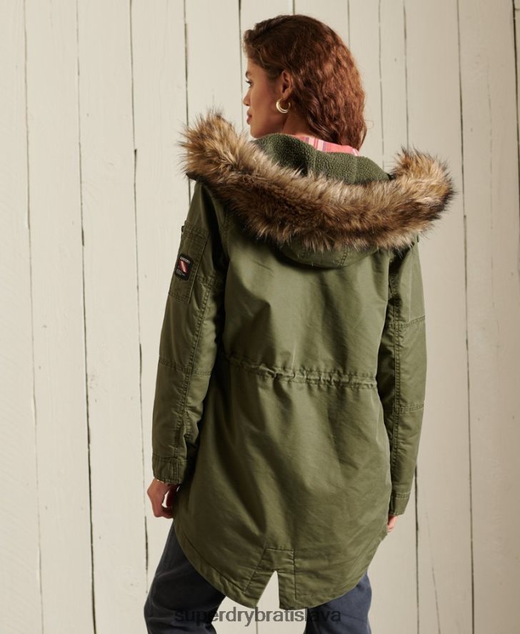 Superdry ženy vojenský kabát parka s rybím chvostom 6B4ZTR5568 oblečenie kaki