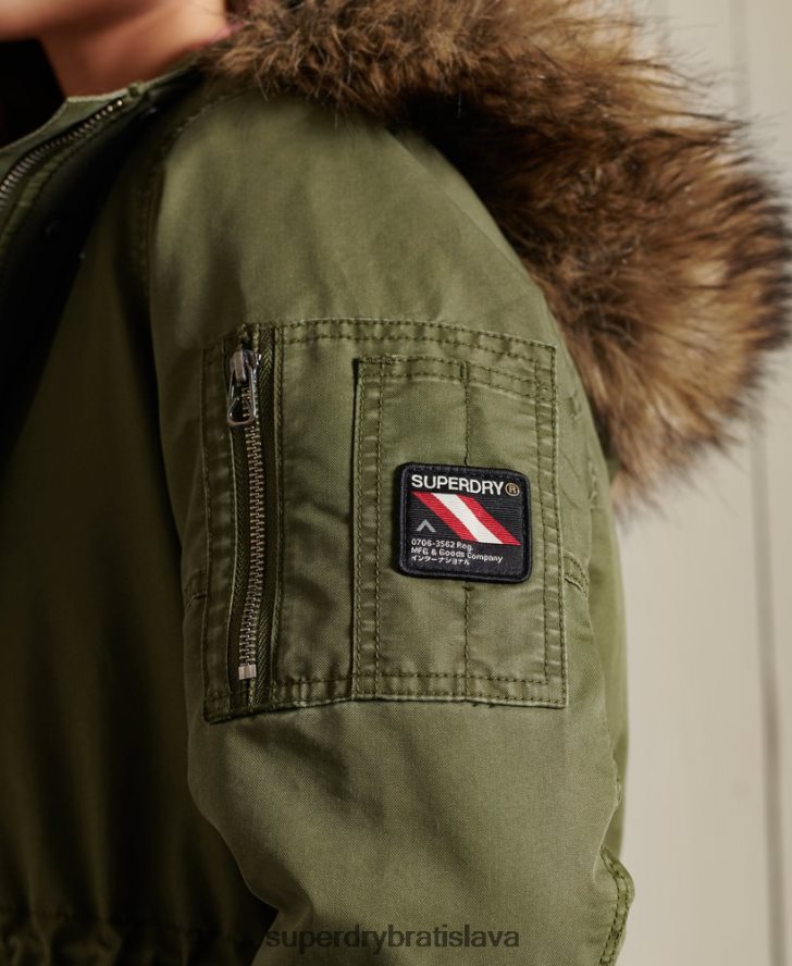 Superdry ženy vojenský kabát parka s rybím chvostom 6B4ZTR5568 oblečenie kaki