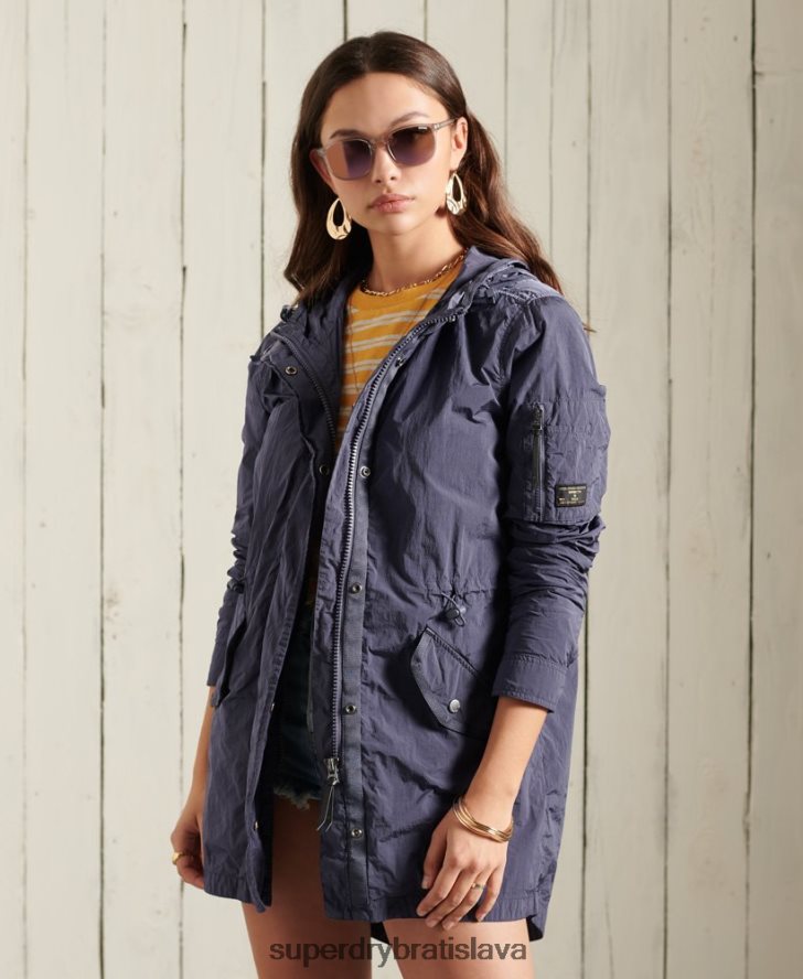 Superdry ženy vojenská parka kabát 6B4ZTR5707 oblečenie tmavomodrá