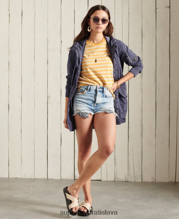 Superdry ženy vojenská parka kabát 6B4ZTR5707 oblečenie tmavomodrá