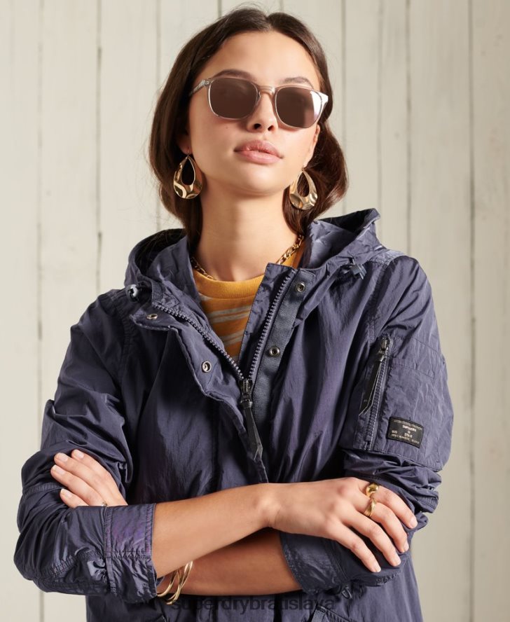 Superdry ženy vojenská parka kabát 6B4ZTR5707 oblečenie tmavomodrá