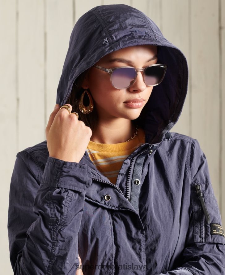 Superdry ženy vojenská parka kabát 6B4ZTR5707 oblečenie tmavomodrá