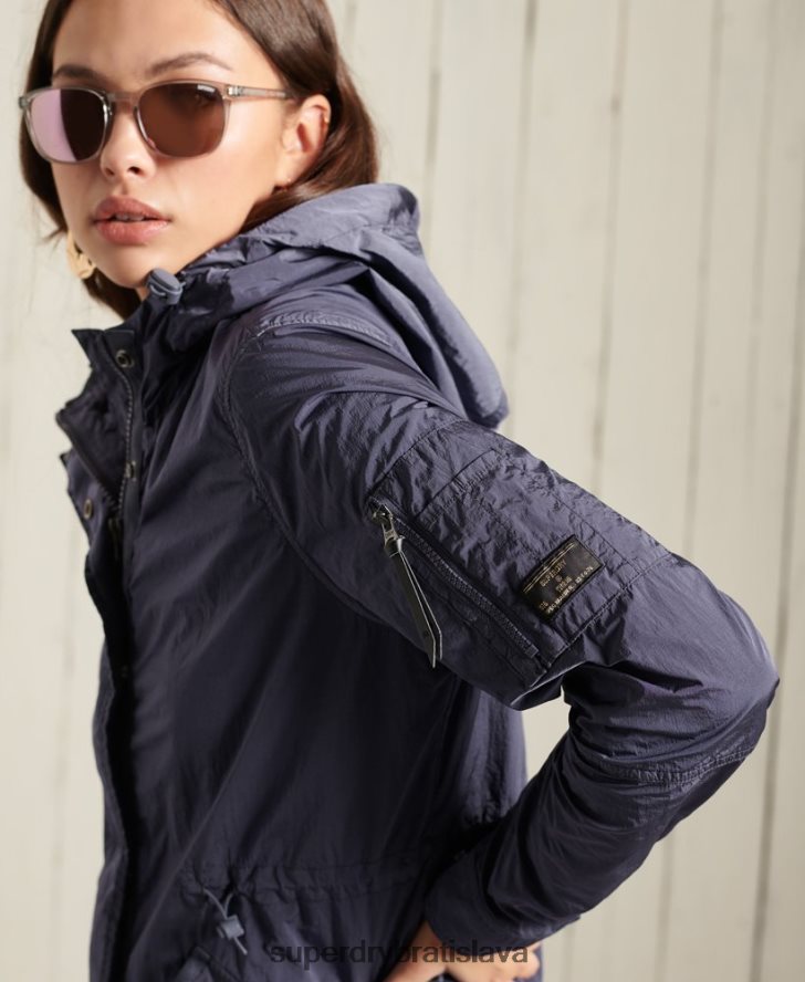 Superdry ženy vojenská parka kabát 6B4ZTR5707 oblečenie tmavomodrá