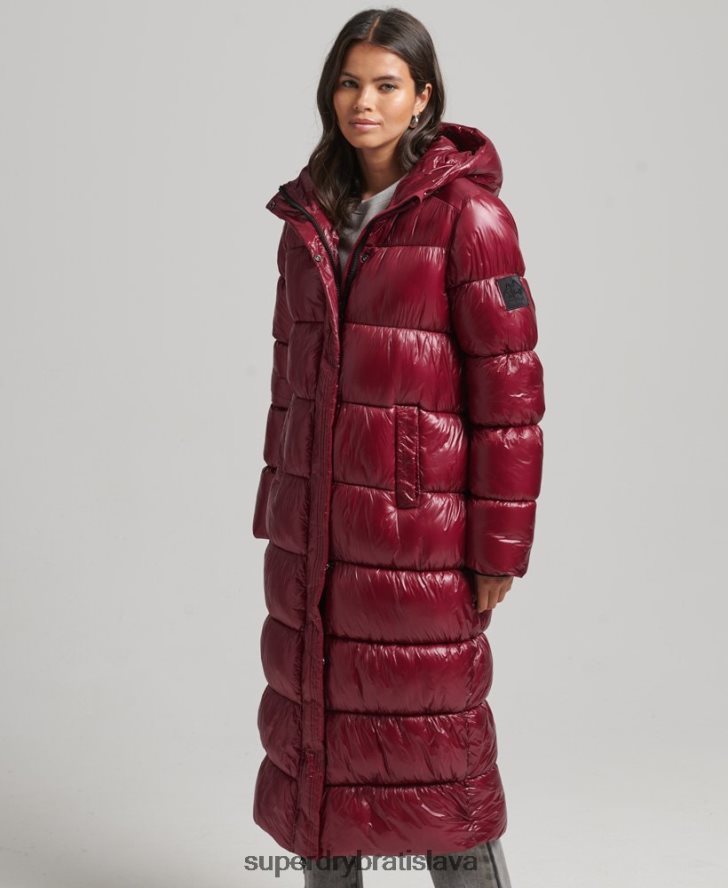Superdry ženy xpd športový longline puffer kabát 6B4ZTR3747 oblečenie Ružová