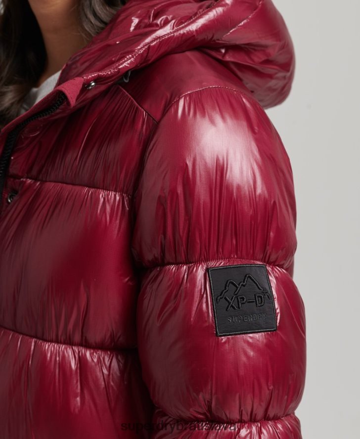 Superdry ženy xpd športový longline puffer kabát 6B4ZTR3747 oblečenie Ružová