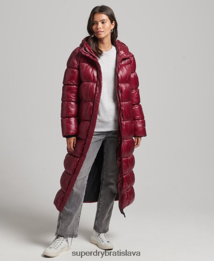 Superdry ženy xpd športový longline puffer kabát 6B4ZTR3747 oblečenie Ružová