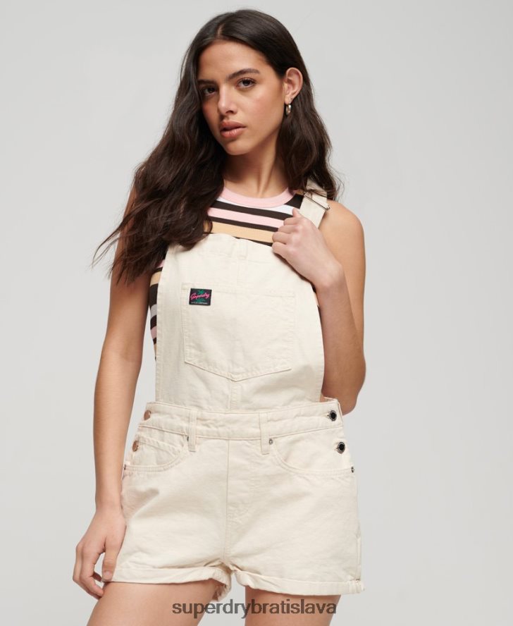 Superdry ženy Vintage plátno z organickej bavlny krátke montérky 6B4ZTR2473 oblečenie krém