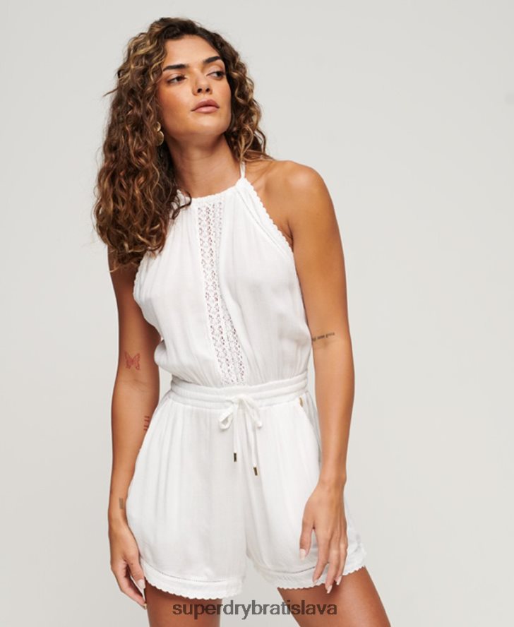 Superdry ženy hracia kombinéza s ohlávkou 6B4ZTR2089 oblečenie biely