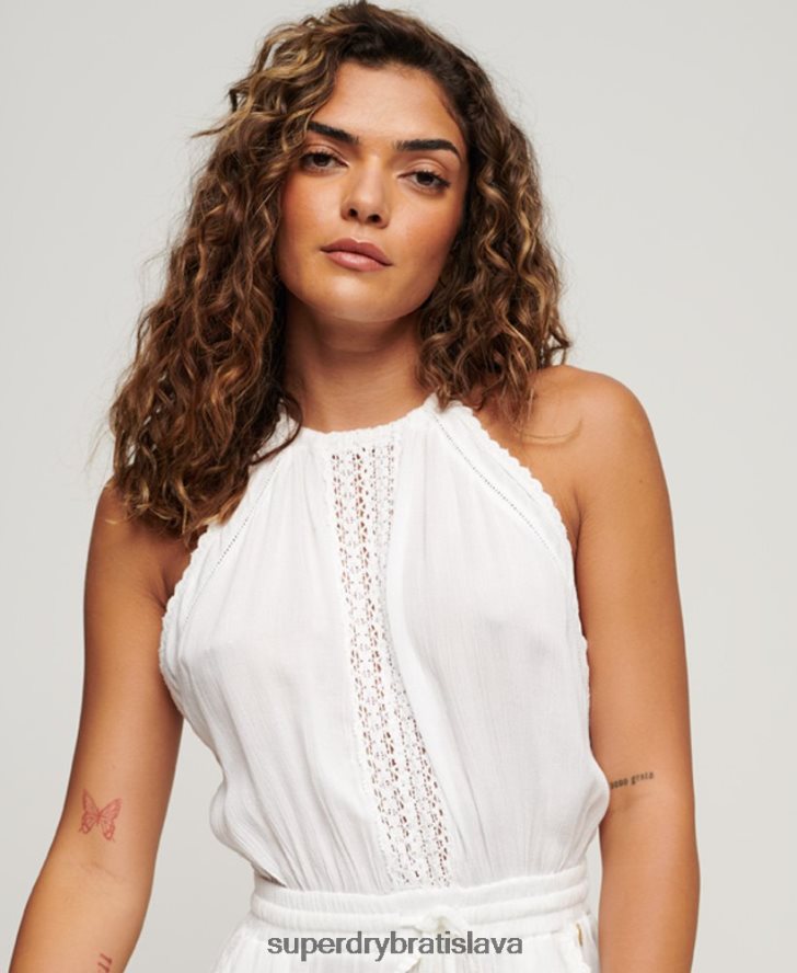 Superdry ženy hracia kombinéza s ohlávkou 6B4ZTR2089 oblečenie biely
