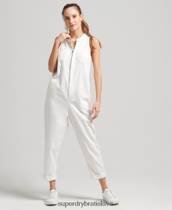 Superdry ženy kombinéza tencel bez rukávov 6B4ZTR4105 oblečenie biely