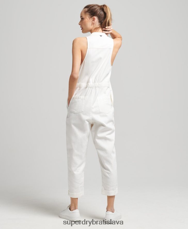 Superdry ženy kombinéza tencel bez rukávov 6B4ZTR4105 oblečenie biely