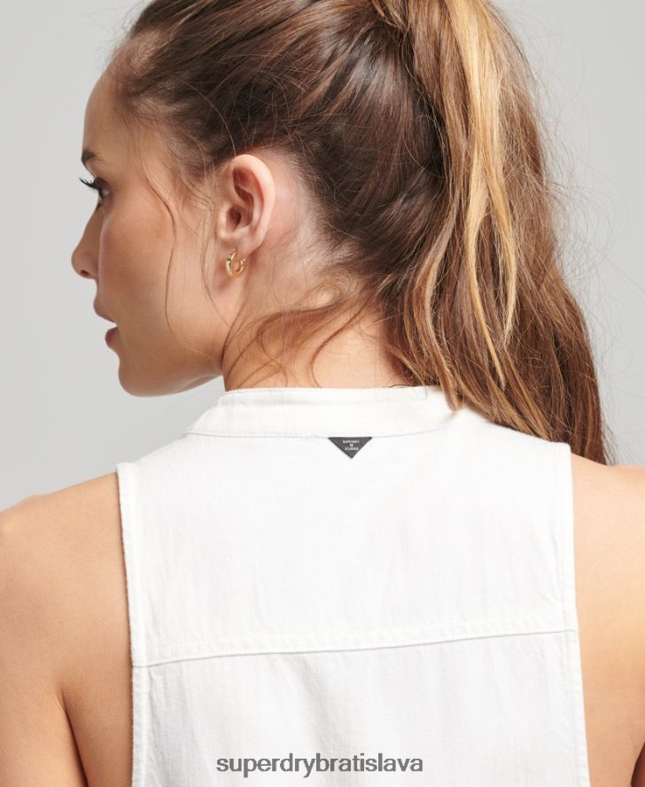 Superdry ženy kombinéza tencel bez rukávov 6B4ZTR4105 oblečenie biely