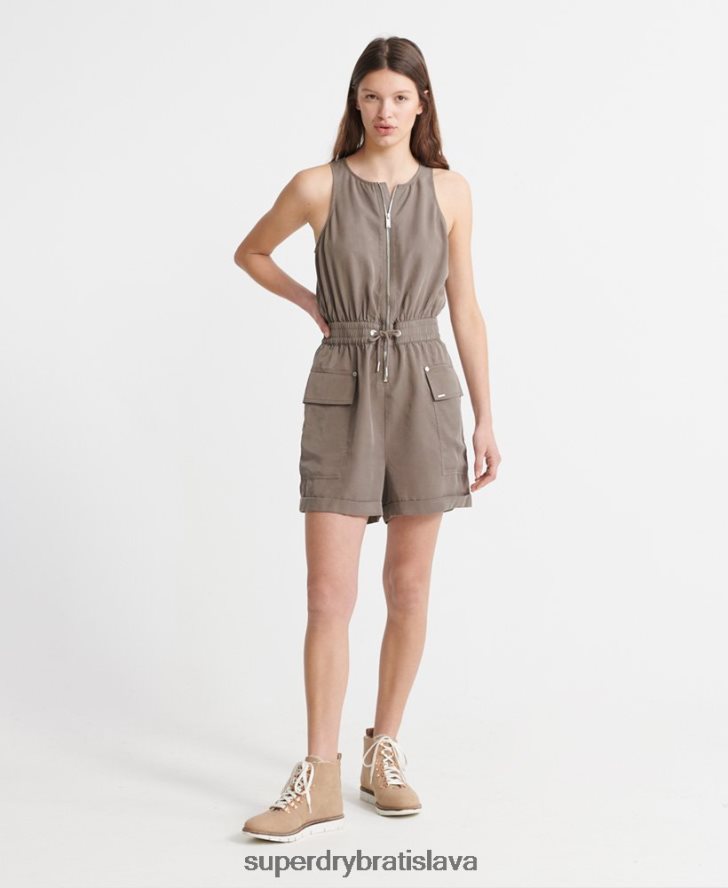 Superdry ženy playsuit nevada halter 6B4ZTR4107 oblečenie kaki