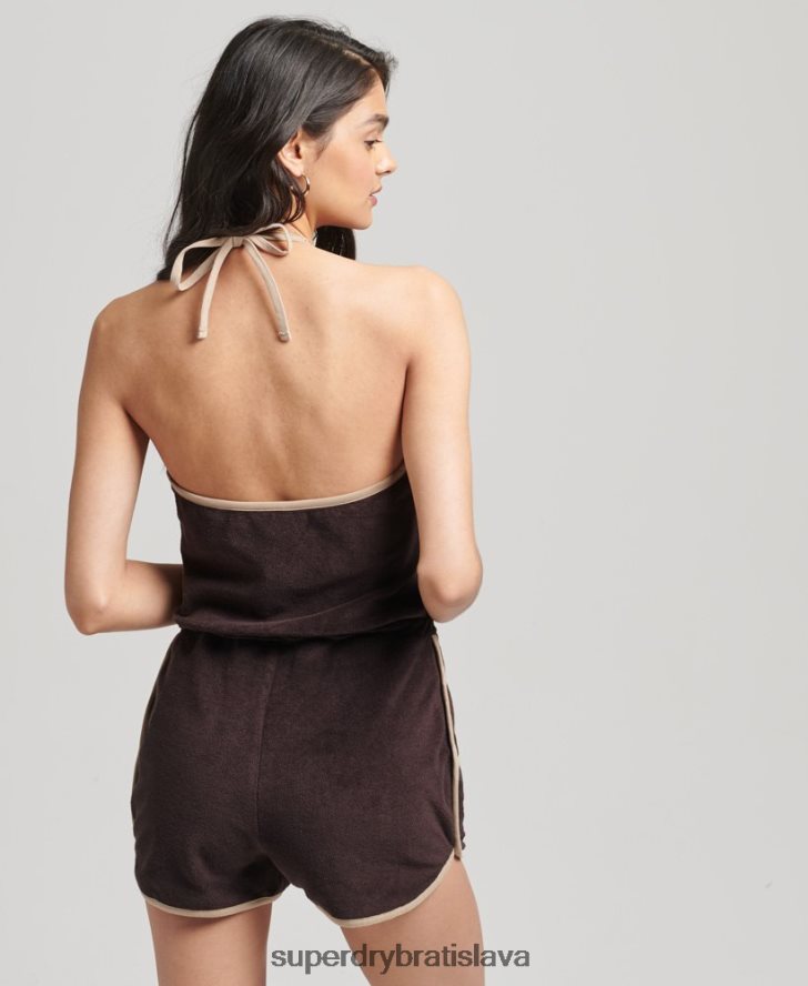 Superdry ženy vintage ohlávka na uteráky na hranie 6B4ZTR4103 oblečenie hnedá